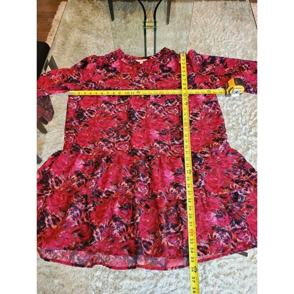 Time And Tru Women Multicolor Polyester V-Neck Long Sleeve Casual Top Blouse 22 - Picture 10 of 12